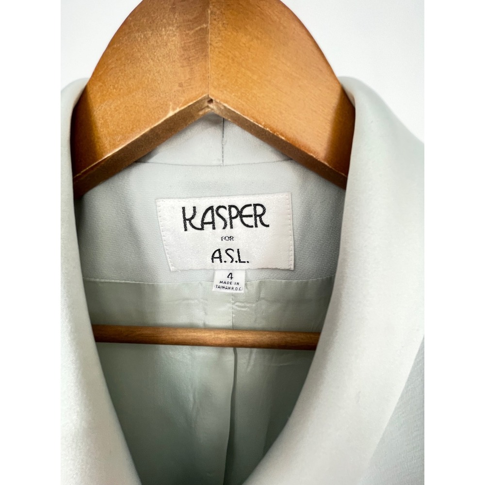 Vtg Kasper for A.S.L. Women Blazer 4 Peplum Shawl Collar Gray Double Breasted - Picture 7 of 11